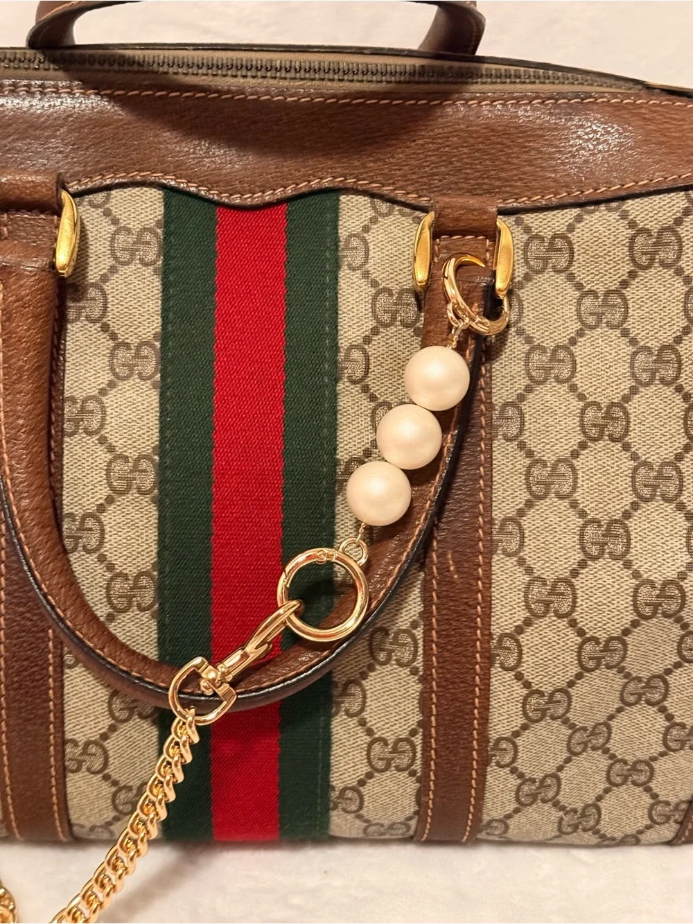 Gucci Vintage Ophidia Medium Boston Bag With Free DIY Strap